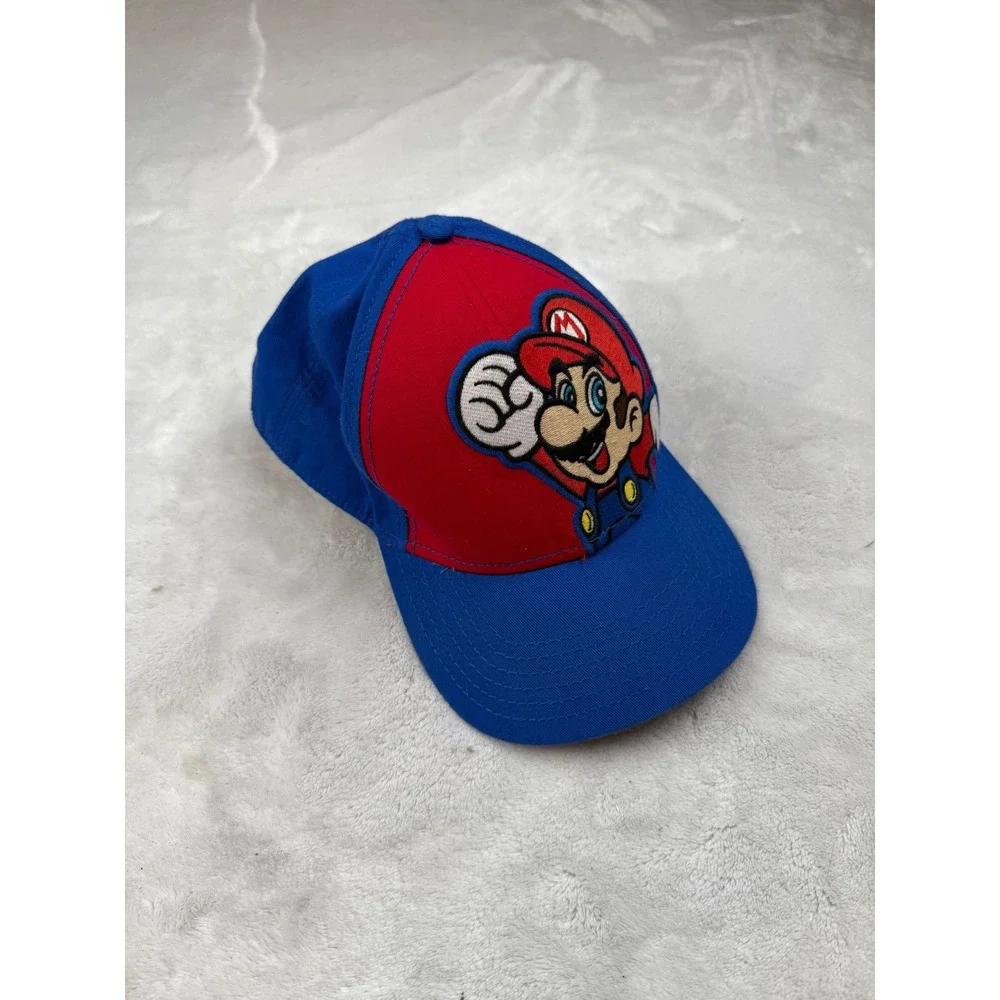 Super‎ Mario Hat Youth OSFM Kids Baseball Cap Red Blue Nintendo Cotton